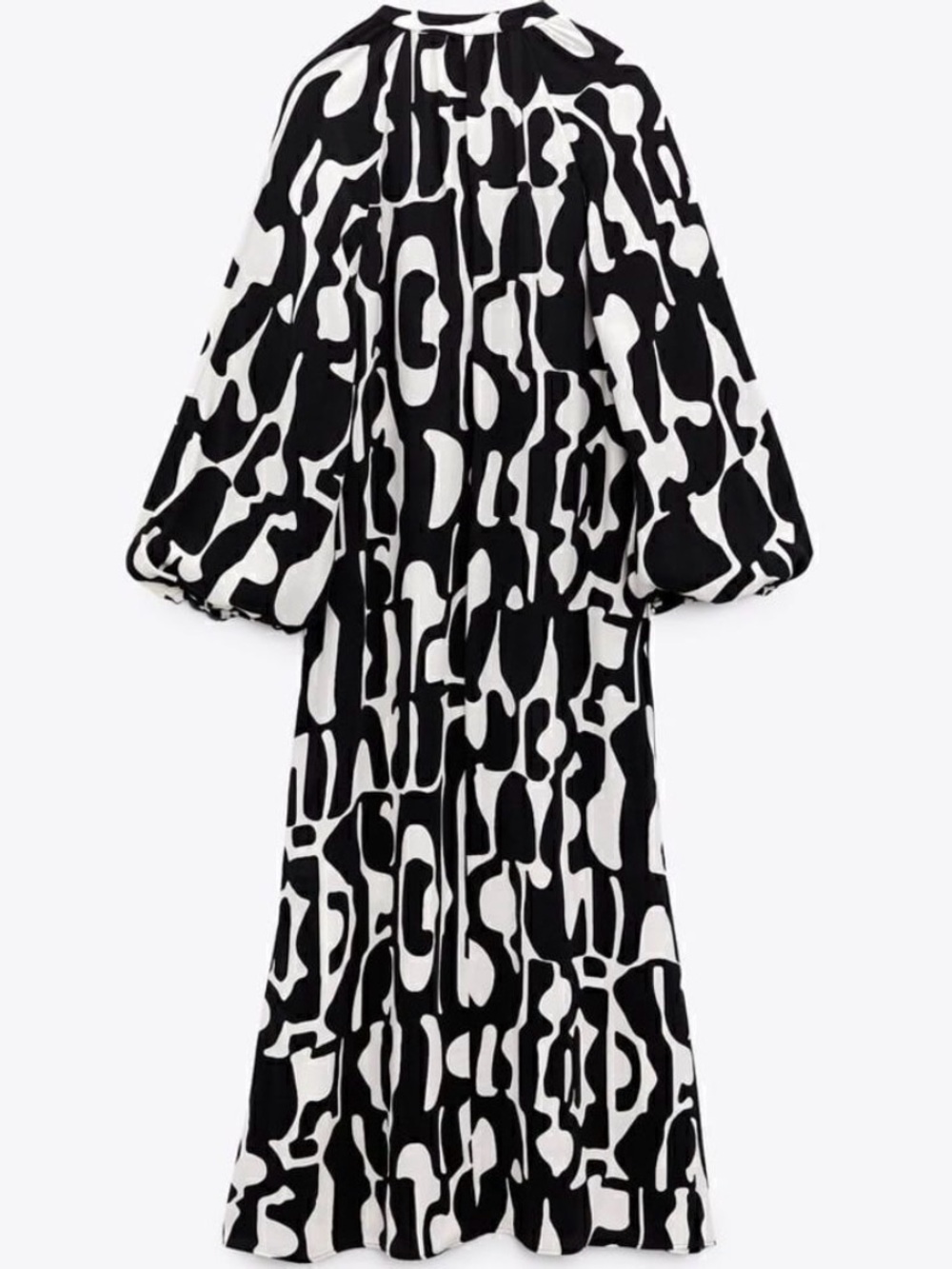 Zara Graphic Black and White Midi Abstract Dress - Picture 7 of 8